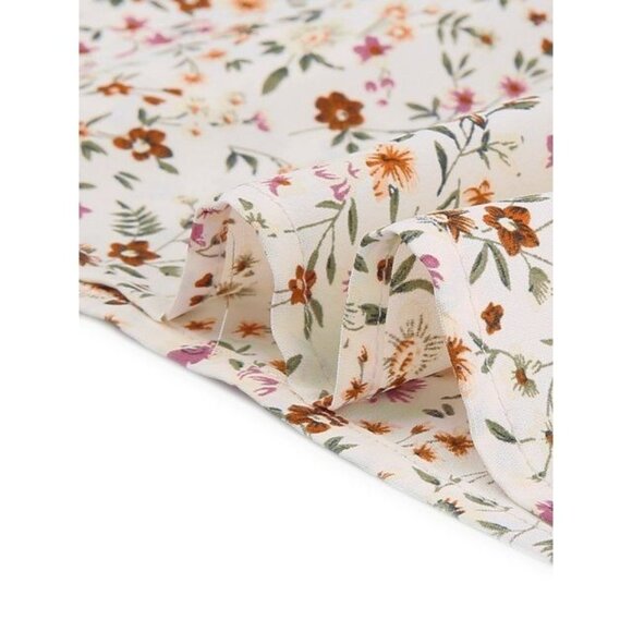 Tie Ruffle Collar Button Down Long Sleeve Floral Blouse autumn - Picture 5 of 6